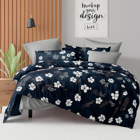 Midnight Bloom – Luxe Cotton Bedsheet Set