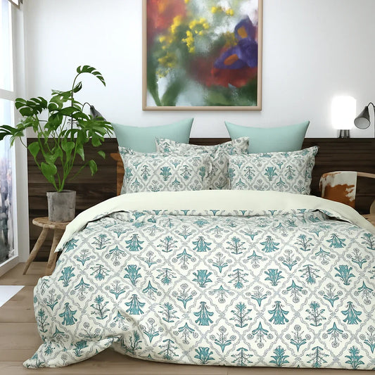 Botanical Whisper Green Floral Bedsheet Set