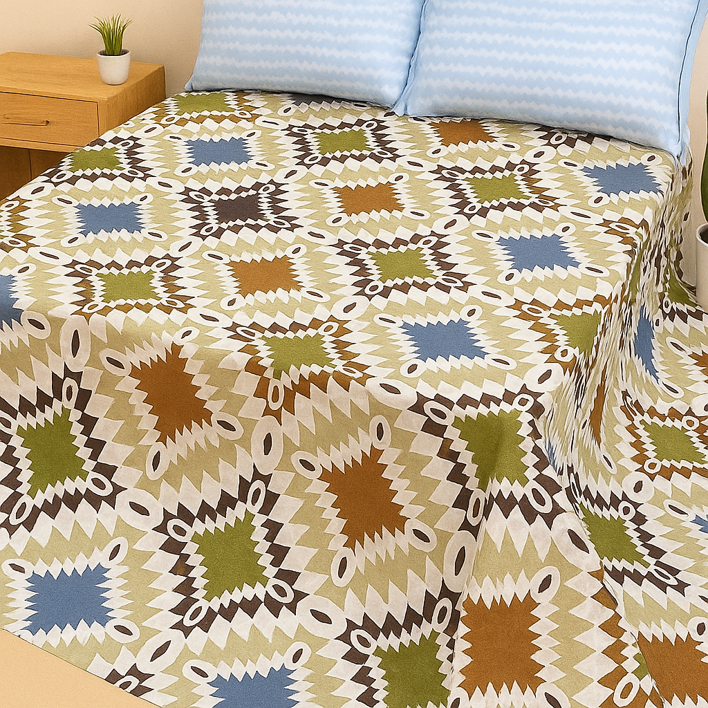 EarthWeave Mosaic – Designer Cotton King Bedsheet Set