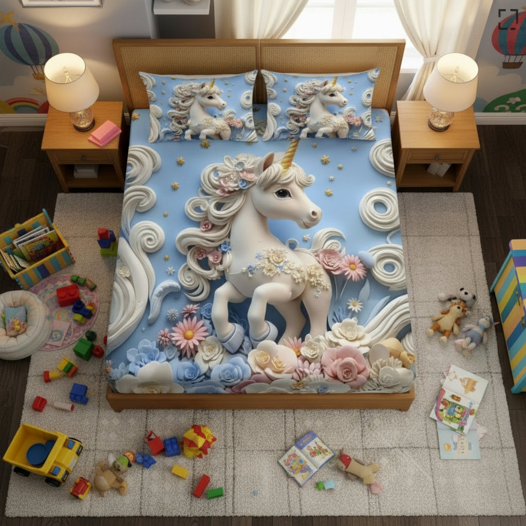 king Size Fairy Unicorn Fantasy Bedsheet Set