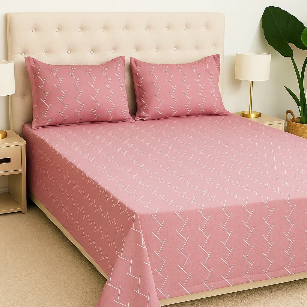 Peachline Whisper – Premium Cotton King Bedsheet Set