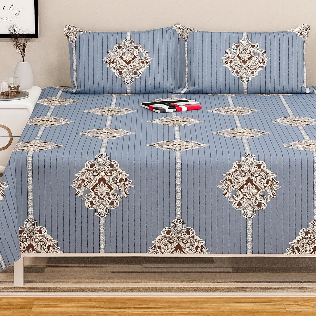 Modern Royale Bedsheet – Heavy Glace Cotton King Size with Pillow Covers