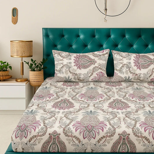 Blossom Reign – Premium Floral Grandeur Bedsheet