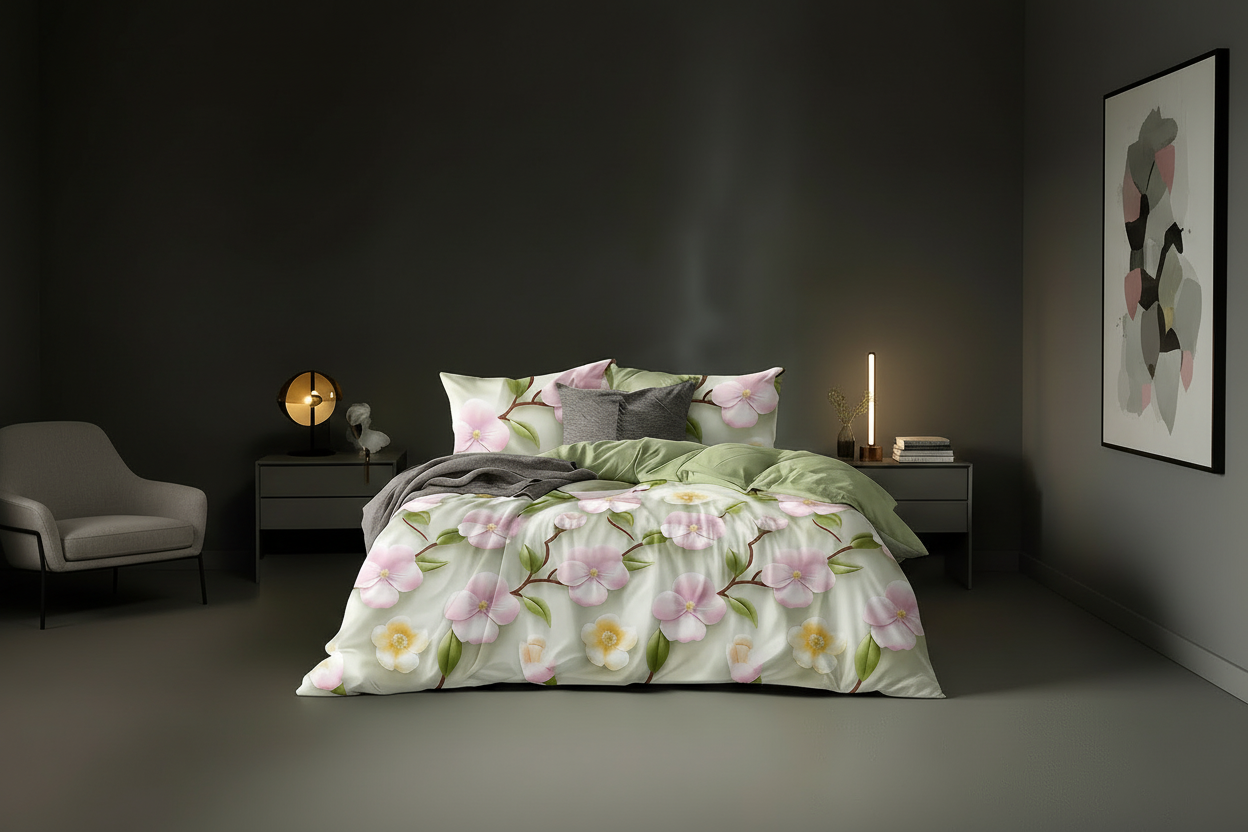 BlushBloom – 7D Soft Pink Blossom Bedsheet Set - Neend Niketan