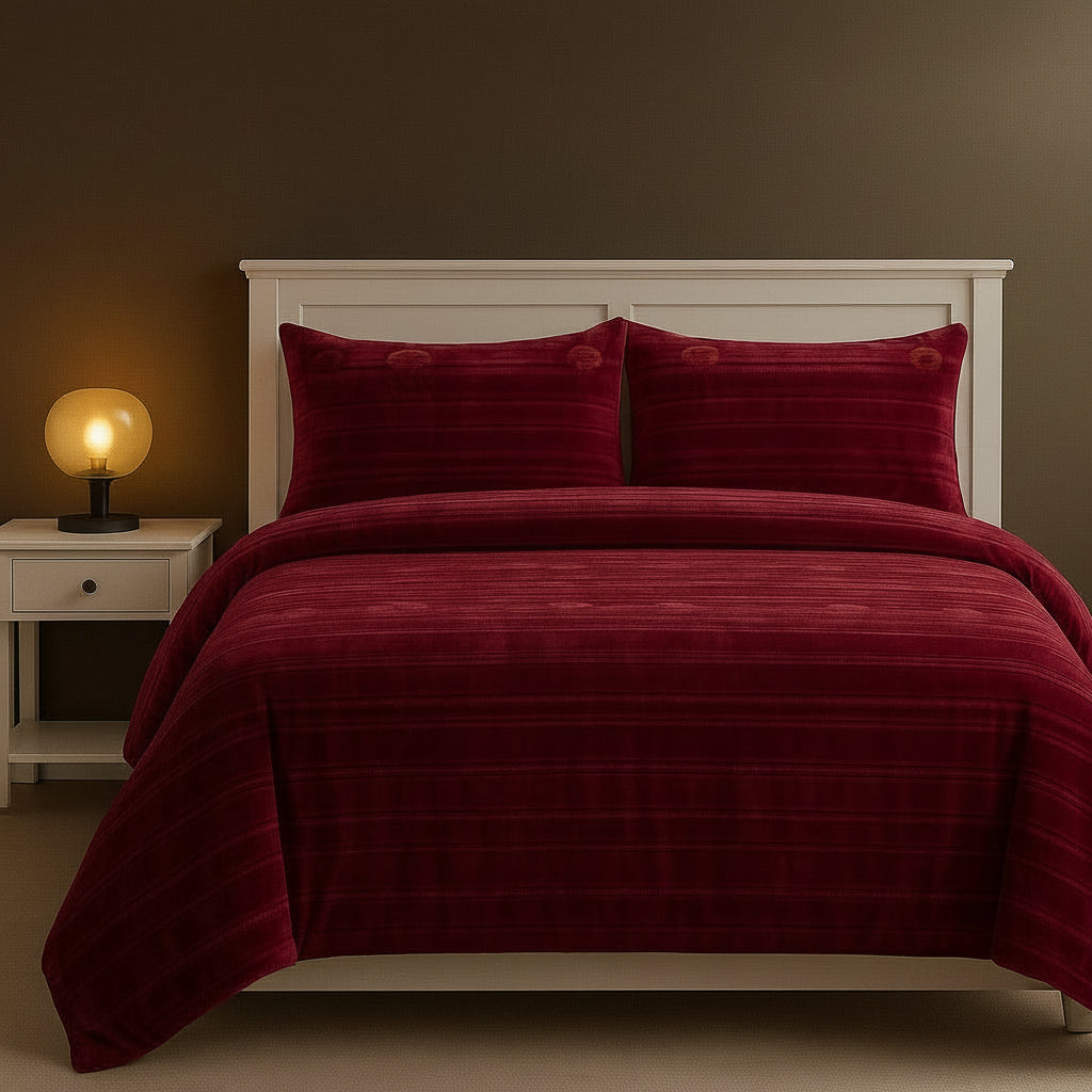 Velour Royale – Wine Red Woollen Bedding Set