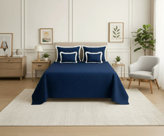 SELF EMBOSSED Super Premium 5-PC Designer Frill Bedding Set – The Royal Upgrade Your Bedroom Deserves