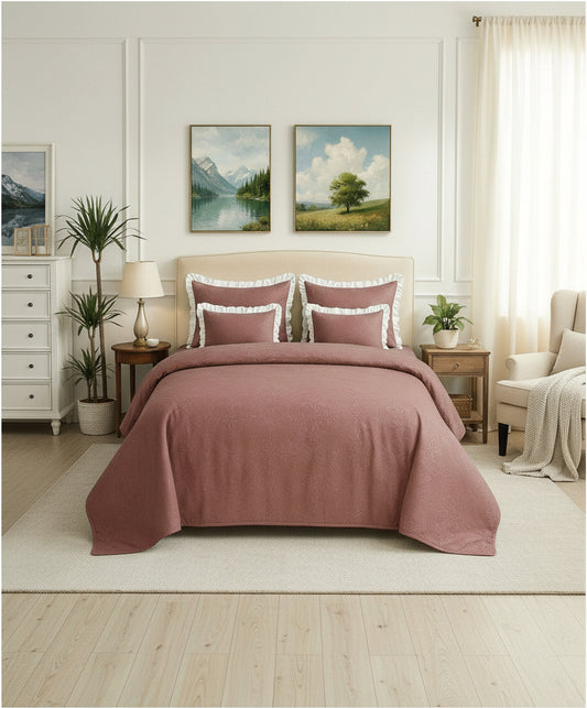 SELF EMBOSSED Super Premium 5-PC Designer Frill Bedding Set – The Royal Upgrade Your Bedroom Deserves