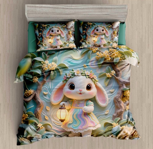 Glow Bunny 11D Bedsheet