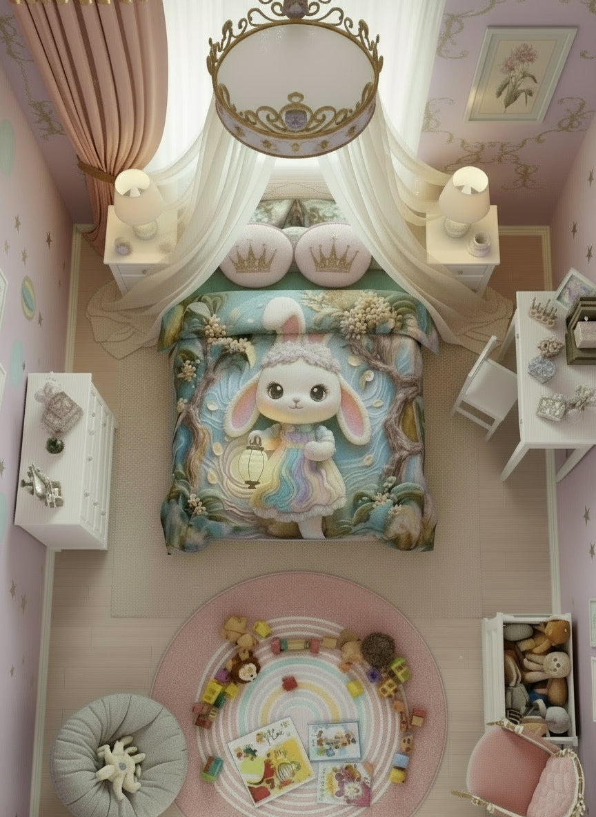 Glow Bunny 11D Bedsheet